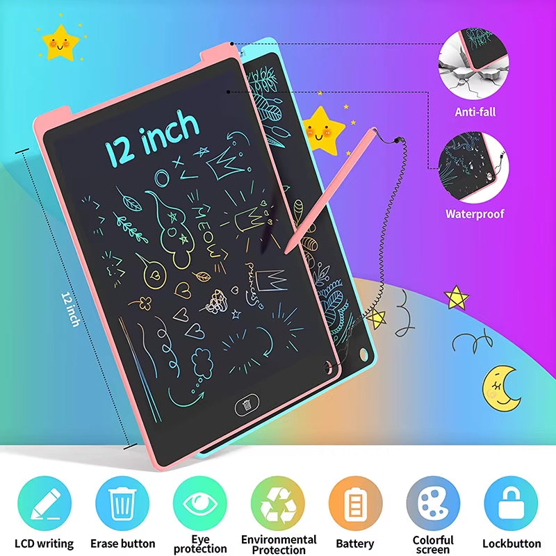 Colorful Digital LCD Writing Tablet - 8/12 Inch Drawing Board for Kids - Fun Graphic Tablet Toy!